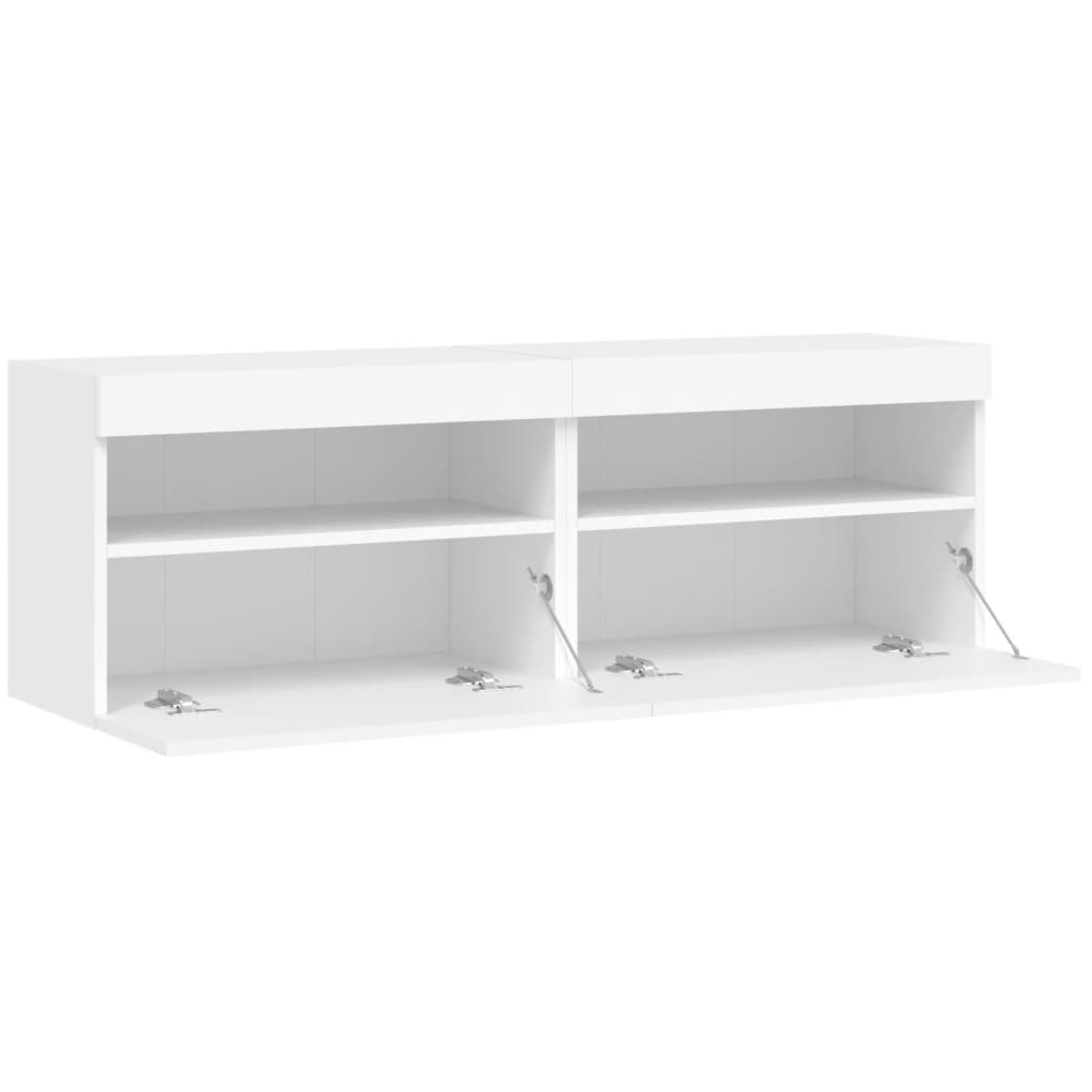Έπιπλα Τοίχου Τηλεόρασης με LED 2 Τεμ. Λευκά 60x30x40 εκ. - Pakobazaar