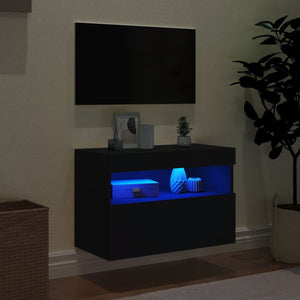 Έπιπλο Τοίχου Τηλεόρασης με LED Μαύρο 60x30x40 εκ.