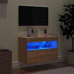 Έπιπλο Τοίχου Τηλεόρασης με LED Sonoma Δρυς 60x30x40 εκ. - Pakobazaar