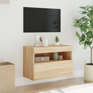 Έπιπλο Τοίχου Τηλεόρασης με LED Sonoma Δρυς 60x30x40 εκ. - Pakobazaar