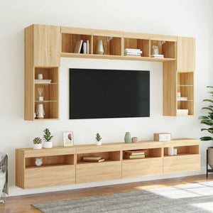 Έπιπλο Τοίχου Τηλεόρασης με LED Sonoma Δρυς 60x30x40 εκ. - Pakobazaar