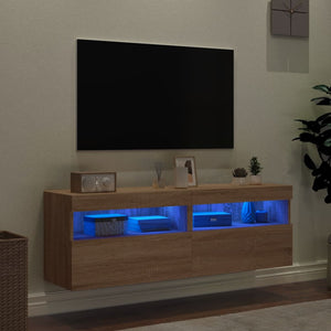 Έπιπλα Τοίχου Τηλ. με LED 2 Τεμ. Sonoma Δρυς 60x30x40 εκ. - Pakobazaar