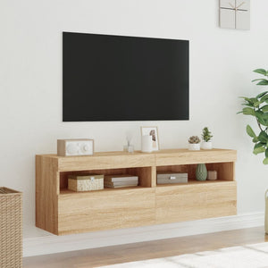 Έπιπλα Τοίχου Τηλ. με LED 2 Τεμ. Sonoma Δρυς 60x30x40 εκ. - Pakobazaar