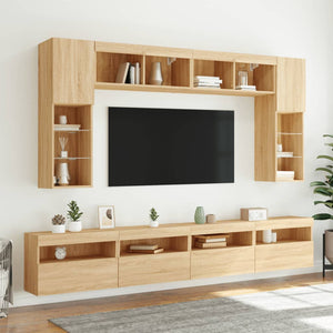 Έπιπλα Τοίχου Τηλ. με LED 2 Τεμ. Sonoma Δρυς 60x30x40 εκ. - Pakobazaar
