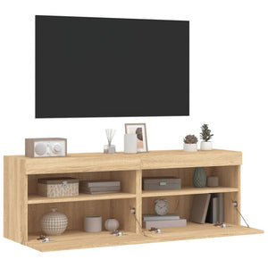 Έπιπλα Τοίχου Τηλ. με LED 2 Τεμ. Sonoma Δρυς 60x30x40 εκ. - Pakobazaar