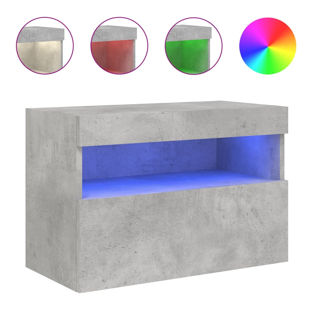 Έπιπλο Τηλεόρασης με LED Γκρι Σκυροδέματος 60x30x40 εκ. - Pakobazaar