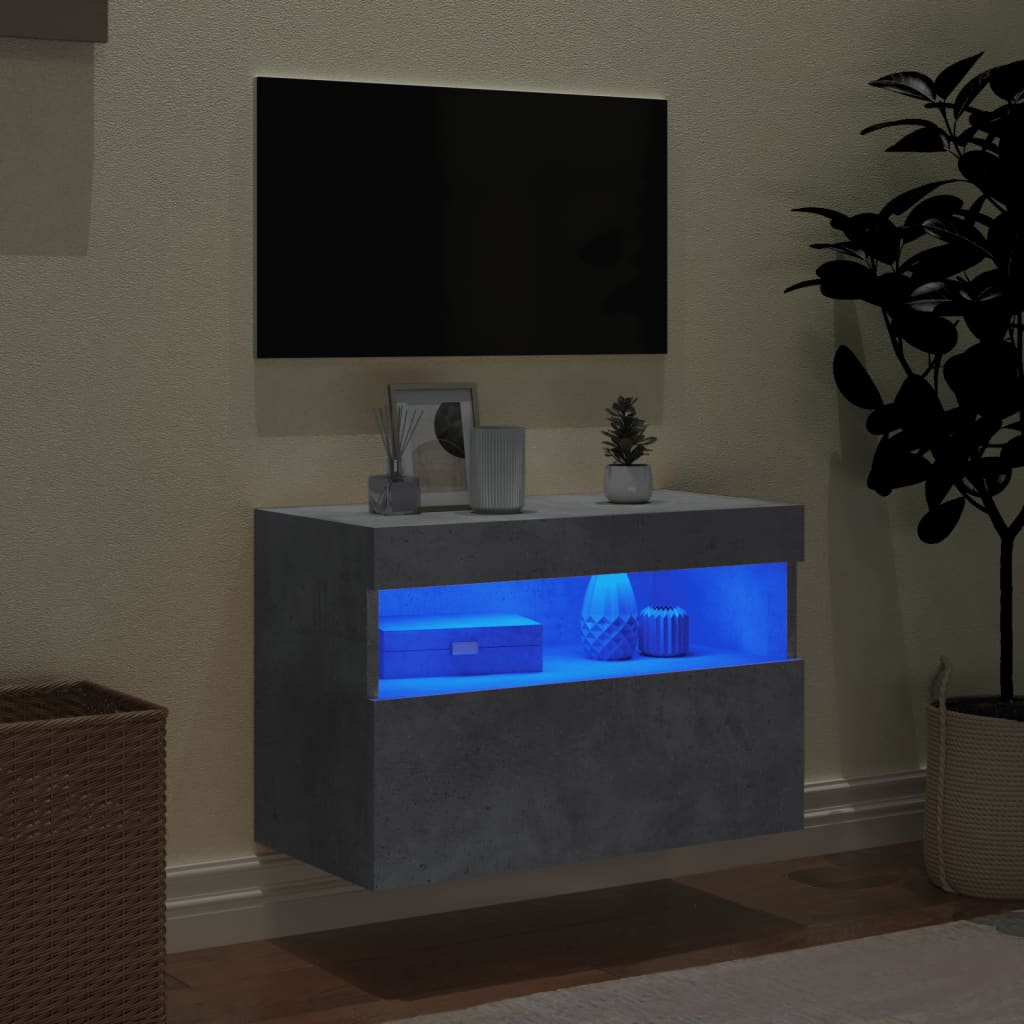 Έπιπλο Τηλεόρασης με LED Γκρι Σκυροδέματος 60x30x40 εκ. - Pakobazaar