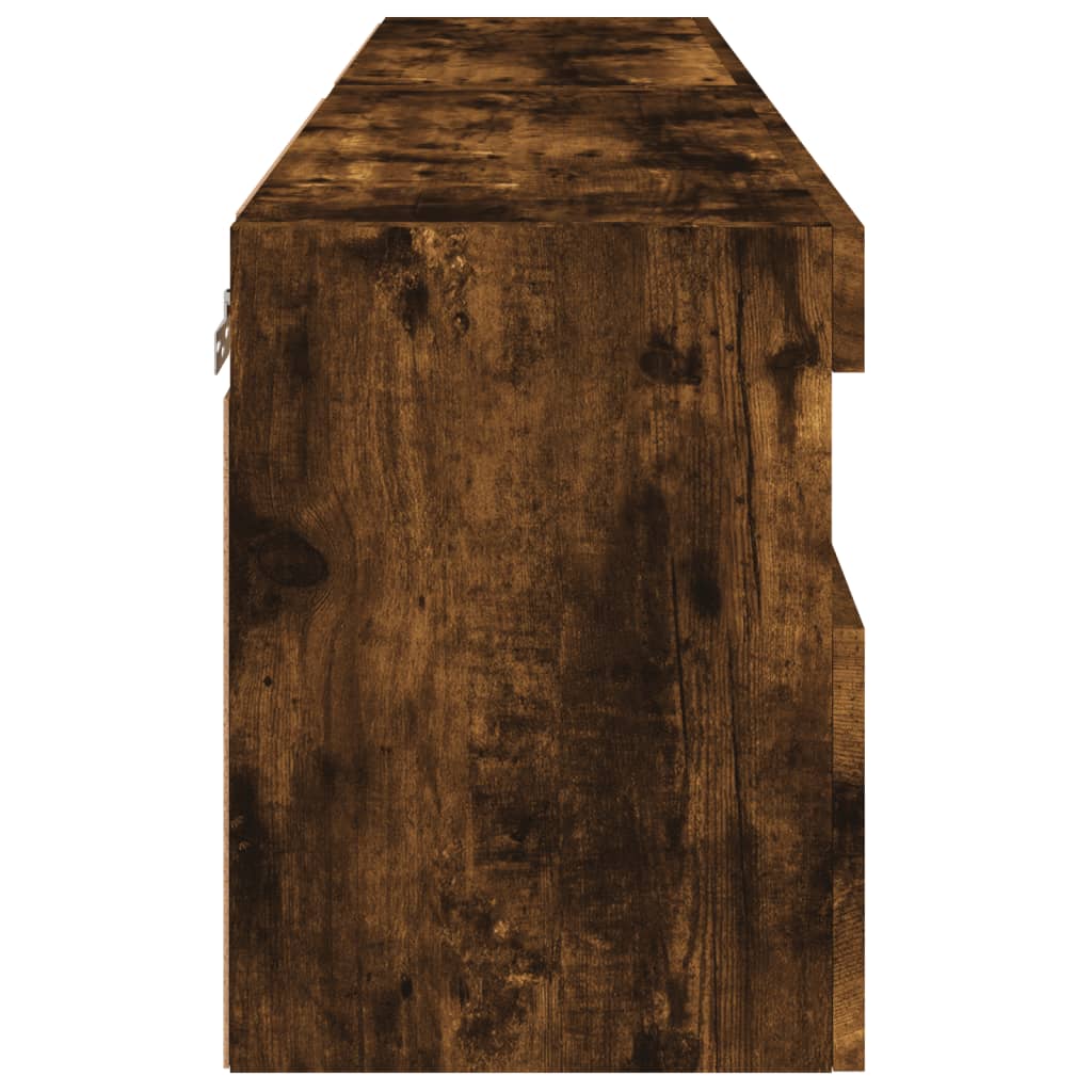 Έπιπλα Τοίχου Τηλεόρασης LED 2 Τεμ. Καπνιστή Δρυς 60x30x40 εκ. - Pakobazaar