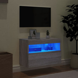 Έπιπλο Τοίχου Τηλεόρασης με LED Γκρι Sonoma 60x30x40 εκ. - Pakobazaar
