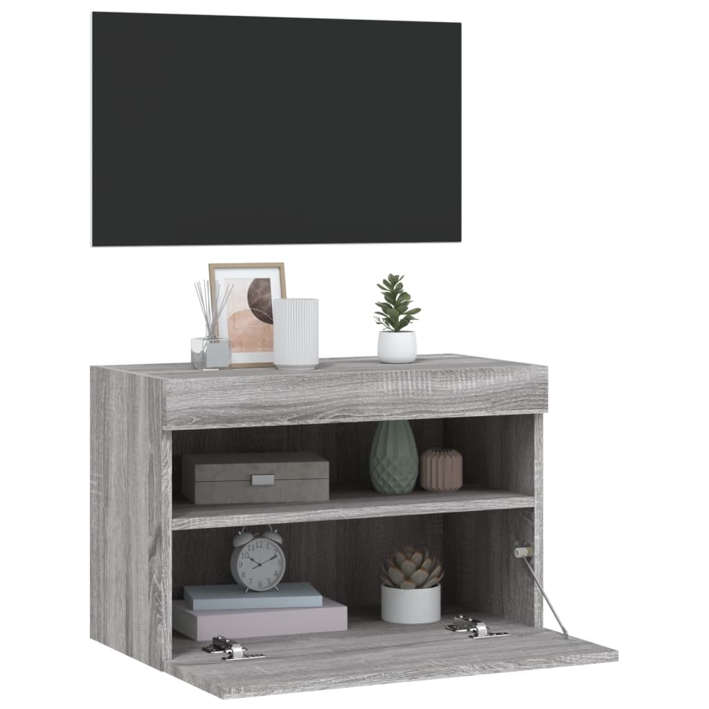 Έπιπλο Τοίχου Τηλεόρασης με LED Γκρι Sonoma 60x30x40 εκ. - Pakobazaar