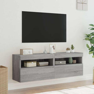 Έπιπλα Τοίχου Τηλ. με LED 2 Τεμ. Γκρι Sonoma 60x30x40 εκ. - Pakobazaar