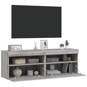 Έπιπλα Τοίχου Τηλ. με LED 2 Τεμ. Γκρι Sonoma 60x30x40 εκ. - Pakobazaar