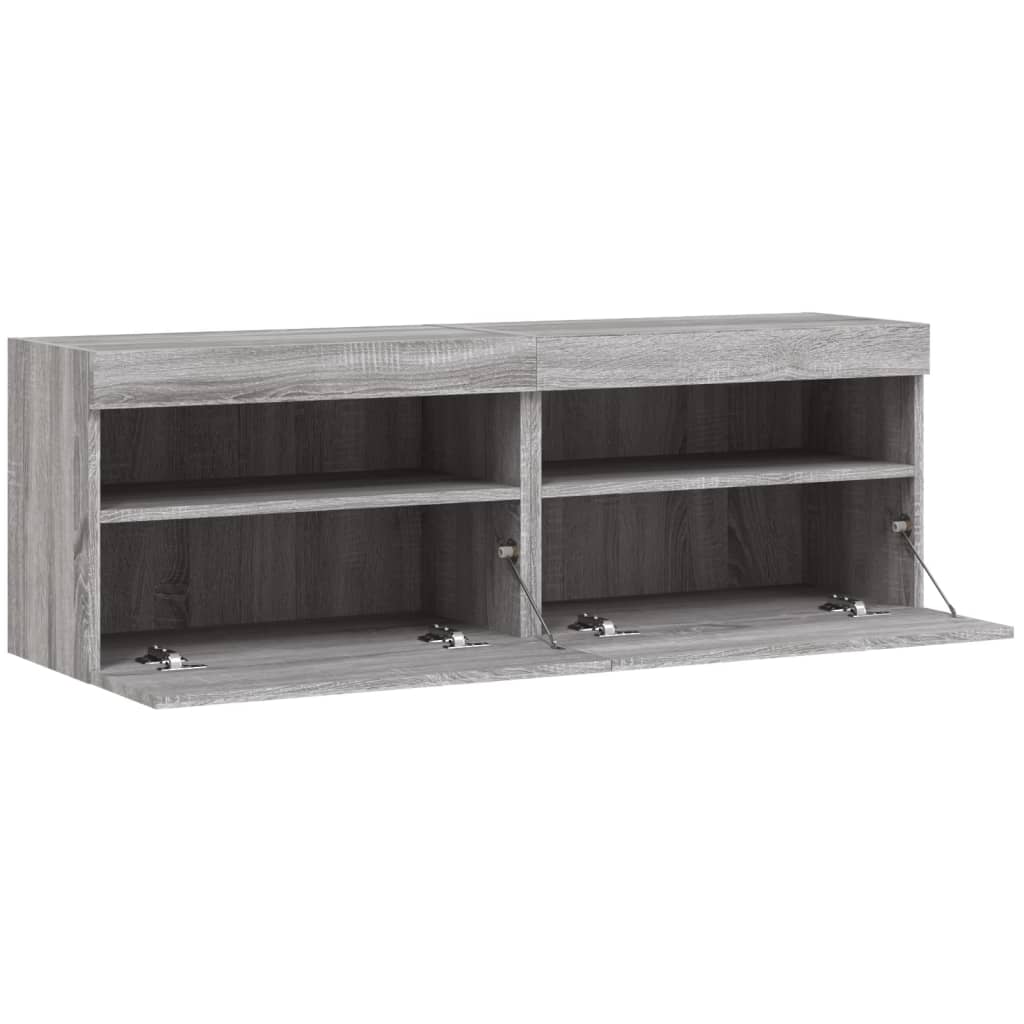 Έπιπλα Τοίχου Τηλ. με LED 2 Τεμ. Γκρι Sonoma 60x30x40 εκ. - Pakobazaar