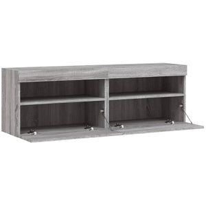Έπιπλα Τοίχου Τηλ. με LED 2 Τεμ. Γκρι Sonoma 60x30x40 εκ. - Pakobazaar