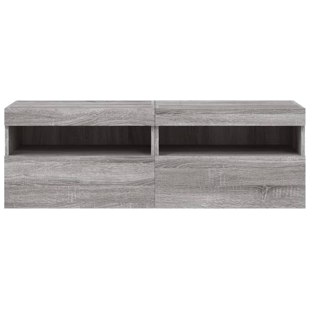 Έπιπλα Τοίχου Τηλ. με LED 2 Τεμ. Γκρι Sonoma 60x30x40 εκ. - Pakobazaar