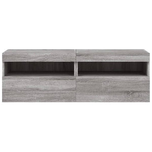 Έπιπλα Τοίχου Τηλ. με LED 2 Τεμ. Γκρι Sonoma 60x30x40 εκ. - Pakobazaar