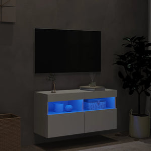 Έπιπλο Τοίχου Τηλεόρασης με LED Λευκό 80x30x40 εκ. - Pakobazaar