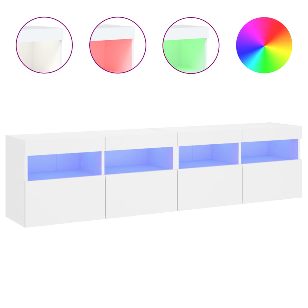 Έπιπλα Τοίχου Τηλεόρασης με LED 2 Τεμ. Λευκά 80x30x40 εκ. - Pakobazaar
