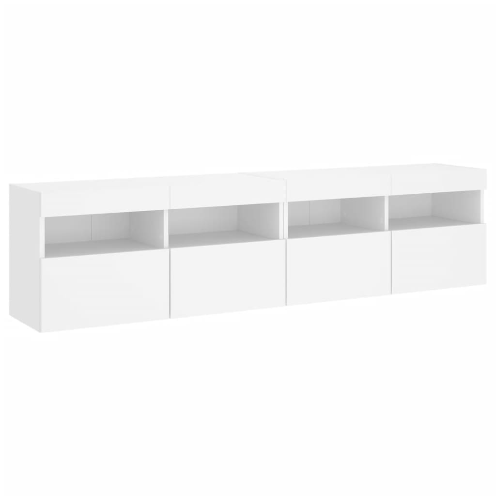 Έπιπλα Τοίχου Τηλεόρασης με LED 2 Τεμ. Λευκά 80x30x40 εκ. - Pakobazaar