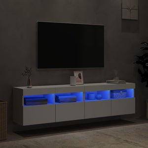 Έπιπλα Τοίχου Τηλεόρασης με LED 2 Τεμ. Λευκά 80x30x40 εκ. - Pakobazaar
