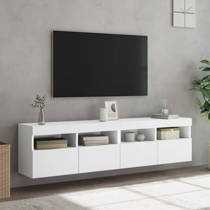 Έπιπλα Τοίχου Τηλεόρασης με LED 2 Τεμ. Λευκά 80x30x40 εκ. - Pakobazaar