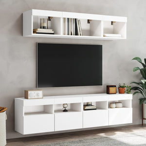 Έπιπλα Τοίχου Τηλεόρασης με LED 2 Τεμ. Λευκά 80x30x40 εκ. - Pakobazaar