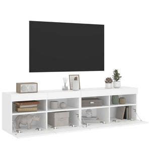 Έπιπλα Τοίχου Τηλεόρασης με LED 2 Τεμ. Λευκά 80x30x40 εκ. - Pakobazaar