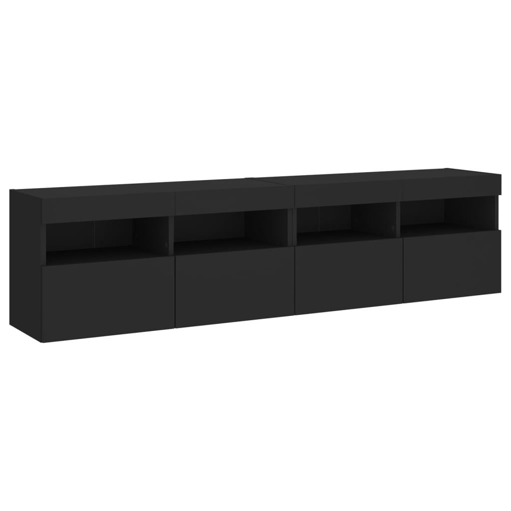 Έπιπλα Τοίχου Τηλεόρασης με LED 2 Τεμ. Μαύρα 80x30x40 εκ. - Pakobazaar
