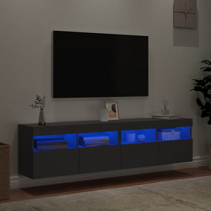 Έπιπλα Τοίχου Τηλεόρασης με LED 2 Τεμ. Μαύρα 80x30x40 εκ. - Pakobazaar