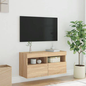 Έπιπλο Τοίχου Τηλεόρασης με LED Sonoma Δρυς 80x30x40 εκ. - Pakobazaar