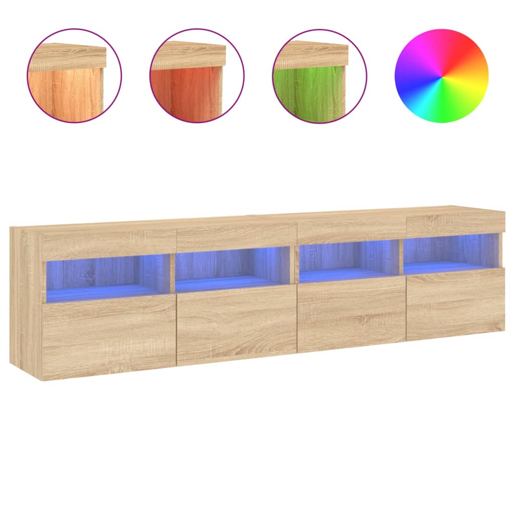 Έπιπλα Τοίχου Τηλ. με LED 2 Τεμ. Sonoma Δρυς 80x30x40 εκ. - Pakobazaar