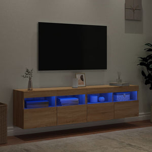 Έπιπλα Τοίχου Τηλ. με LED 2 Τεμ. Sonoma Δρυς 80x30x40 εκ. - Pakobazaar