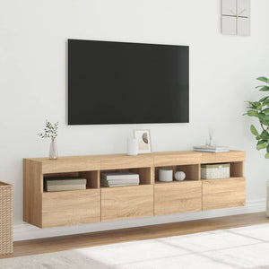 Έπιπλα Τοίχου Τηλ. με LED 2 Τεμ. Sonoma Δρυς 80x30x40 εκ. - Pakobazaar