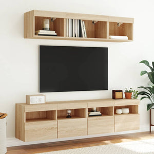 Έπιπλα Τοίχου Τηλ. με LED 2 Τεμ. Sonoma Δρυς 80x30x40 εκ. - Pakobazaar