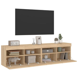 Έπιπλα Τοίχου Τηλ. με LED 2 Τεμ. Sonoma Δρυς 80x30x40 εκ. - Pakobazaar