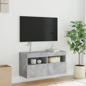 Έπιπλο Τηλεόρασης με LED Γκρι Σκυροδέματος 80x30x40 εκ. - Pakobazaar
