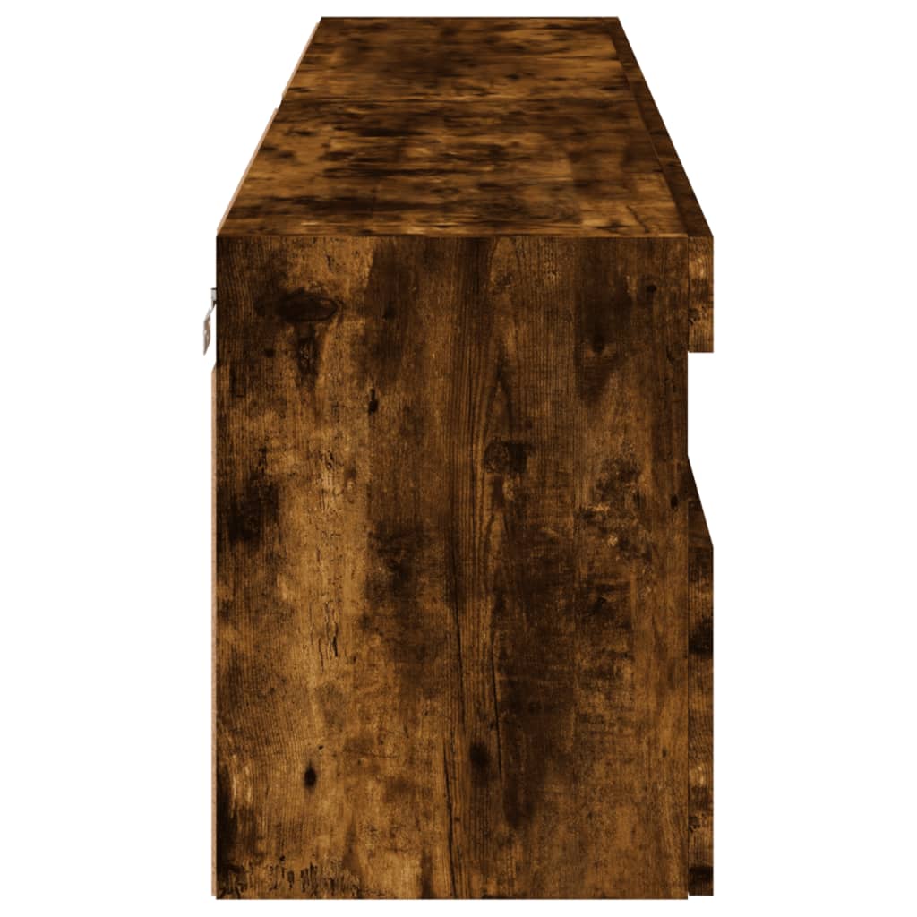 Έπιπλα Τοίχου Τηλεόρασης LED 2 Τεμ. Καπνιστή Δρυς 80x30x40 εκ. - Pakobazaar