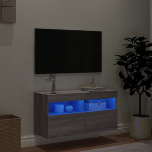 Έπιπλο Τοίχου Τηλεόρασης με LED Γκρι Sonoma 80x30x40 εκ. - Pakobazaar