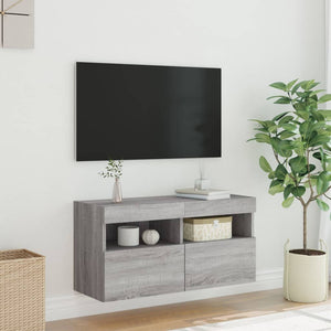 Έπιπλο Τοίχου Τηλεόρασης με LED Γκρι Sonoma 80x30x40 εκ. - Pakobazaar
