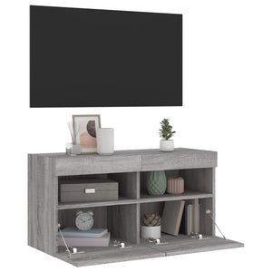 Έπιπλο Τοίχου Τηλεόρασης με LED Γκρι Sonoma 80x30x40 εκ. - Pakobazaar