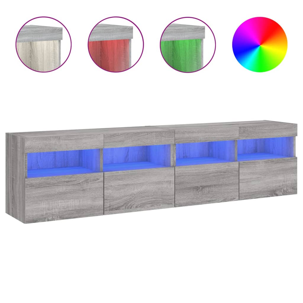 Έπιπλα Τοίχου Τηλ. με LED 2 Τεμ. Γκρι Sonoma 80x30x40 εκ. - Pakobazaar