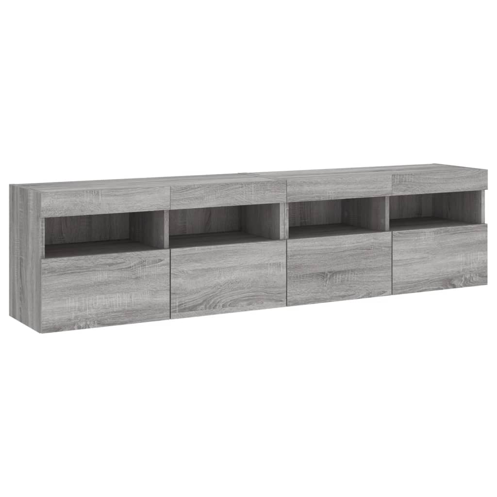 Έπιπλα Τοίχου Τηλ. με LED 2 Τεμ. Γκρι Sonoma 80x30x40 εκ. - Pakobazaar