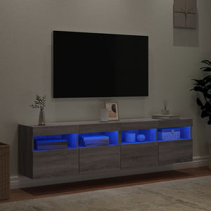 Έπιπλα Τοίχου Τηλ. με LED 2 Τεμ. Γκρι Sonoma 80x30x40 εκ.