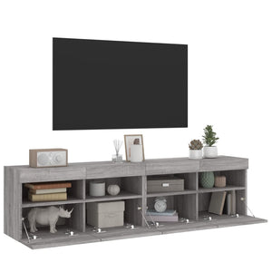 Έπιπλα Τοίχου Τηλ. με LED 2 Τεμ. Γκρι Sonoma 80x30x40 εκ.