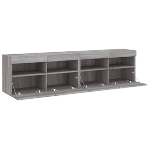 Έπιπλα Τοίχου Τηλ. με LED 2 Τεμ. Γκρι Sonoma 80x30x40 εκ.