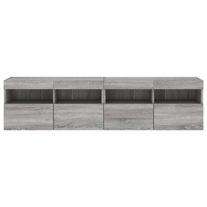 Έπιπλα Τοίχου Τηλ. με LED 2 Τεμ. Γκρι Sonoma 80x30x40 εκ.