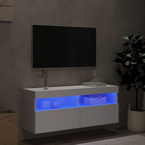 Έπιπλο Τοίχου Τηλεόρασης με LED Λευκό 100x30x40 εκ. - Pakobazaar
