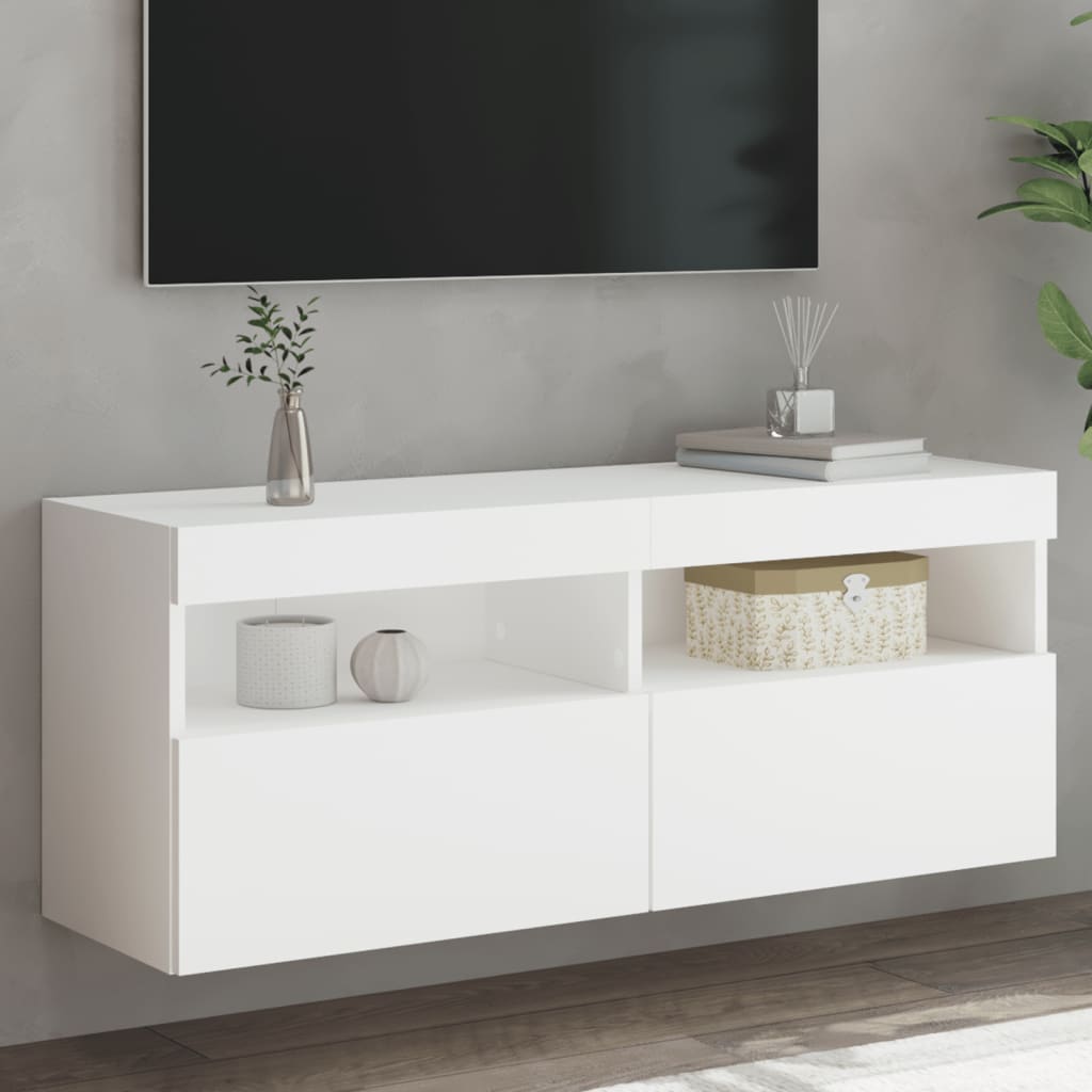 Έπιπλο Τοίχου Τηλεόρασης με LED Λευκό 100x30x40 εκ. - Pakobazaar