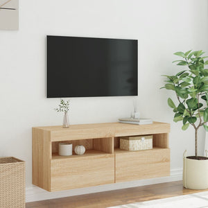 Έπιπλο Τοίχου Τηλεόρασης με LED Sonoma Δρυς 100x30x40 εκ. - Pakobazaar