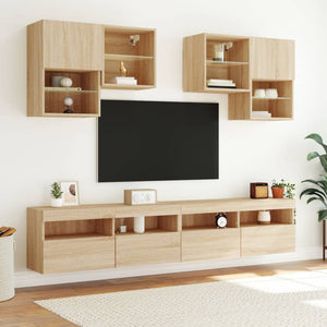 Έπιπλο Τοίχου Τηλεόρασης με LED Sonoma Δρυς 100x30x40 εκ. - Pakobazaar